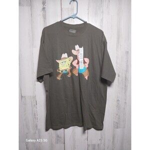 Spongebob SquarePants Men's XL Olive Green Tee Shirt